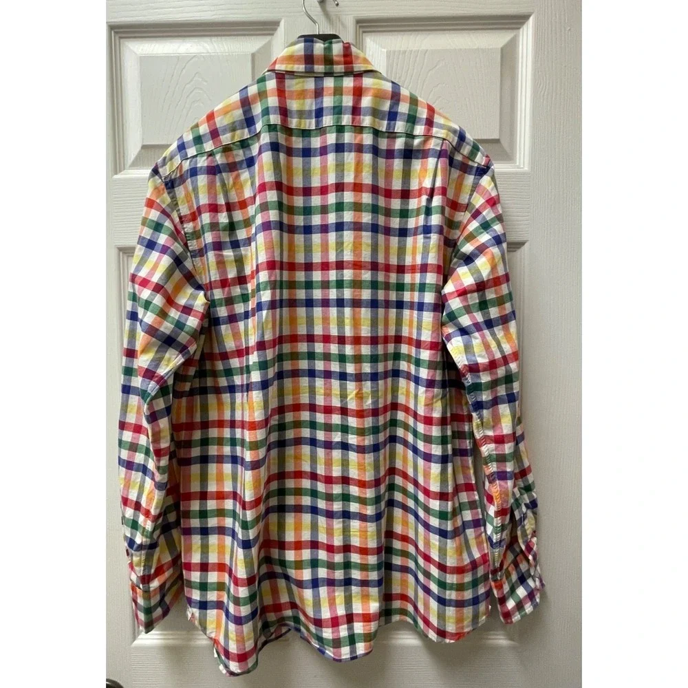 Cremieux Classics 38 Men's Medium Multi Colored Checked Oxford Button Up Brights